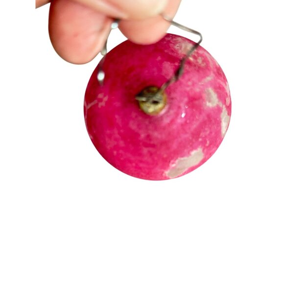 3 Antique Pink Glass Christmas Ornaments With Embossed & Etched Designs Rustic - Picture 15 of 16